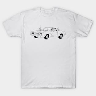 FF Dodge Charger Black Outline T-Shirt